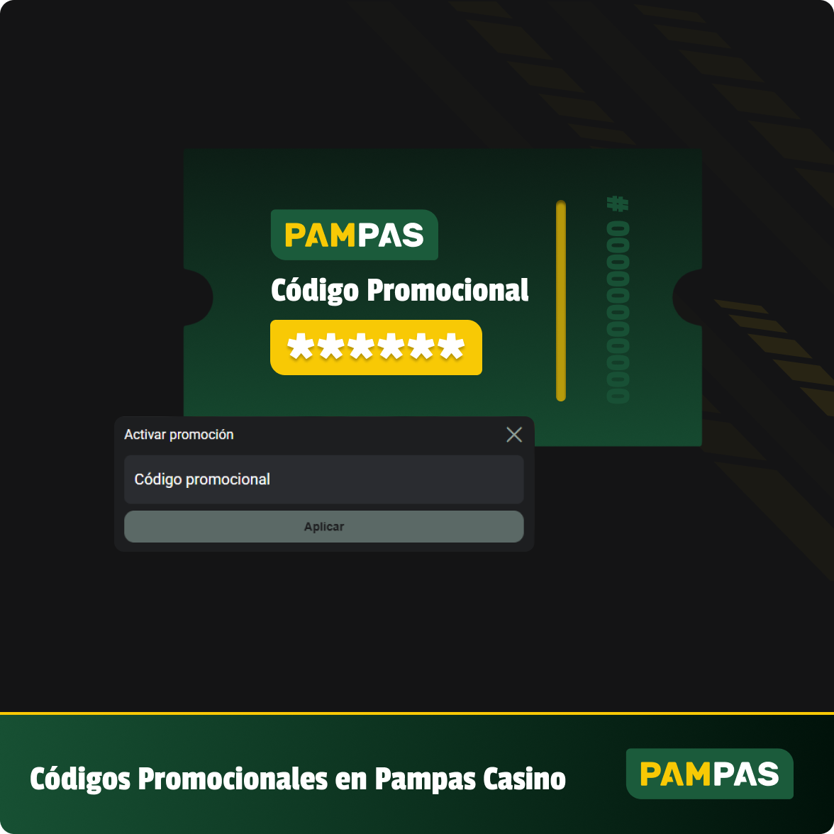 Usa el código promocional para obtener bonos adicionales en Pampas Casino.