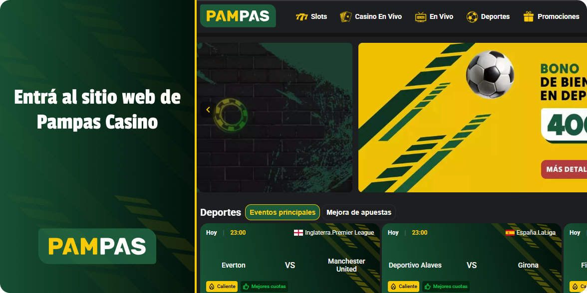 Abra el sitio de Pampas para iniciar el proceso de registro
