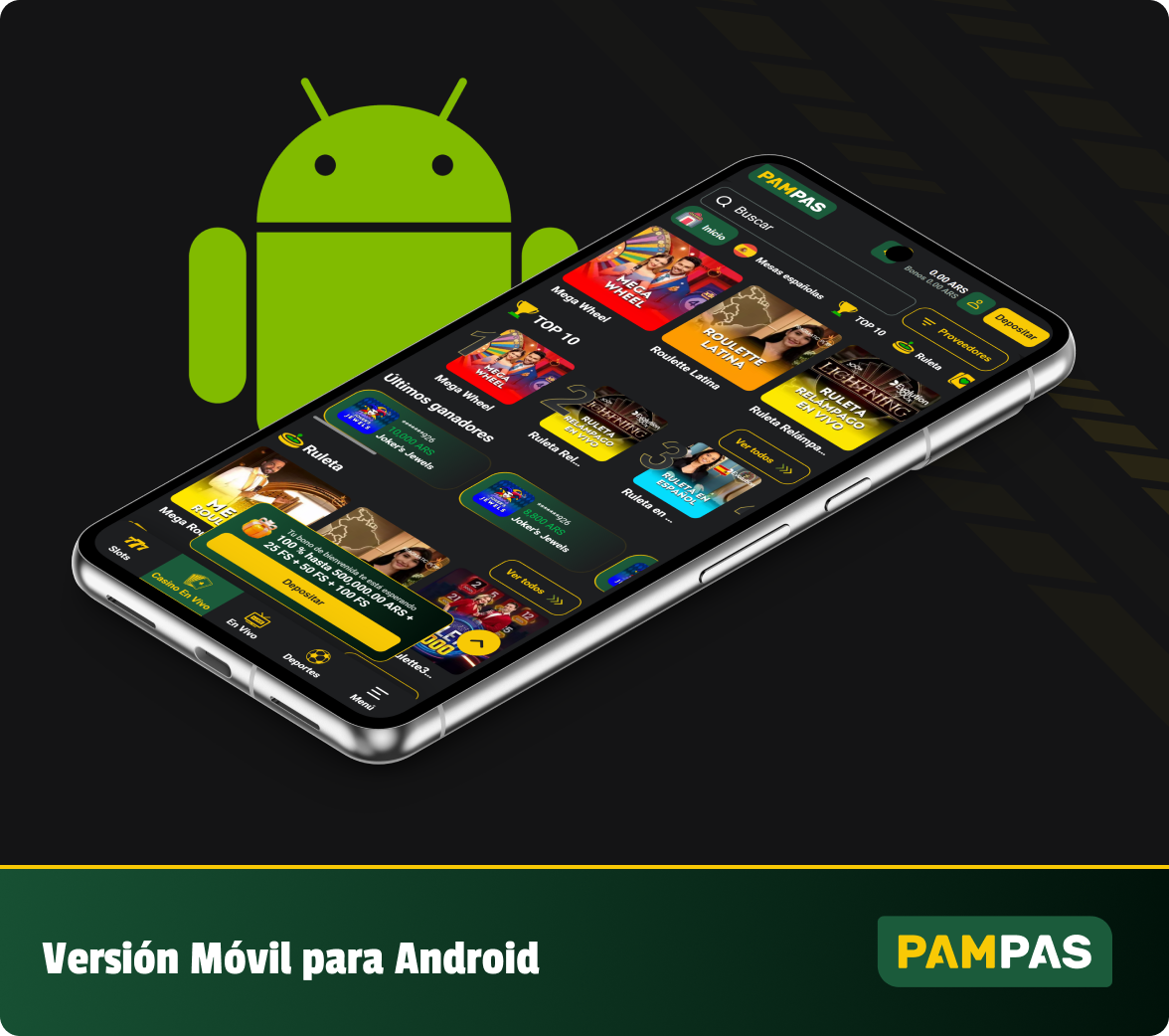 El casino Pampas está disponible en Android con aplicación móvil